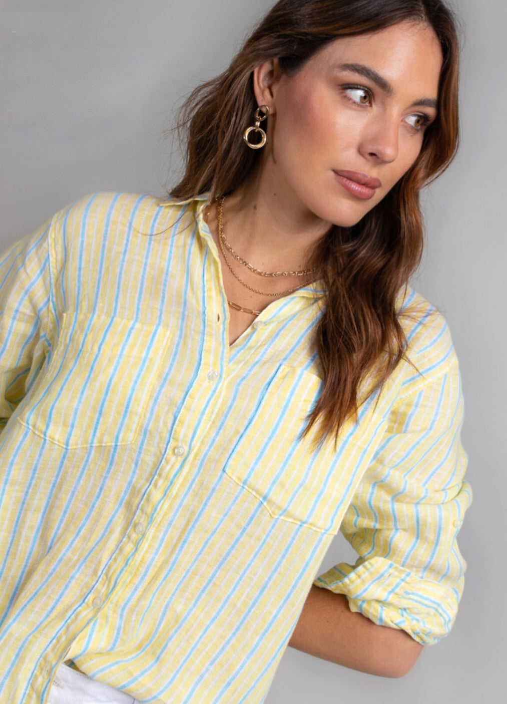 Lemon Striped Boyfriend Shirt