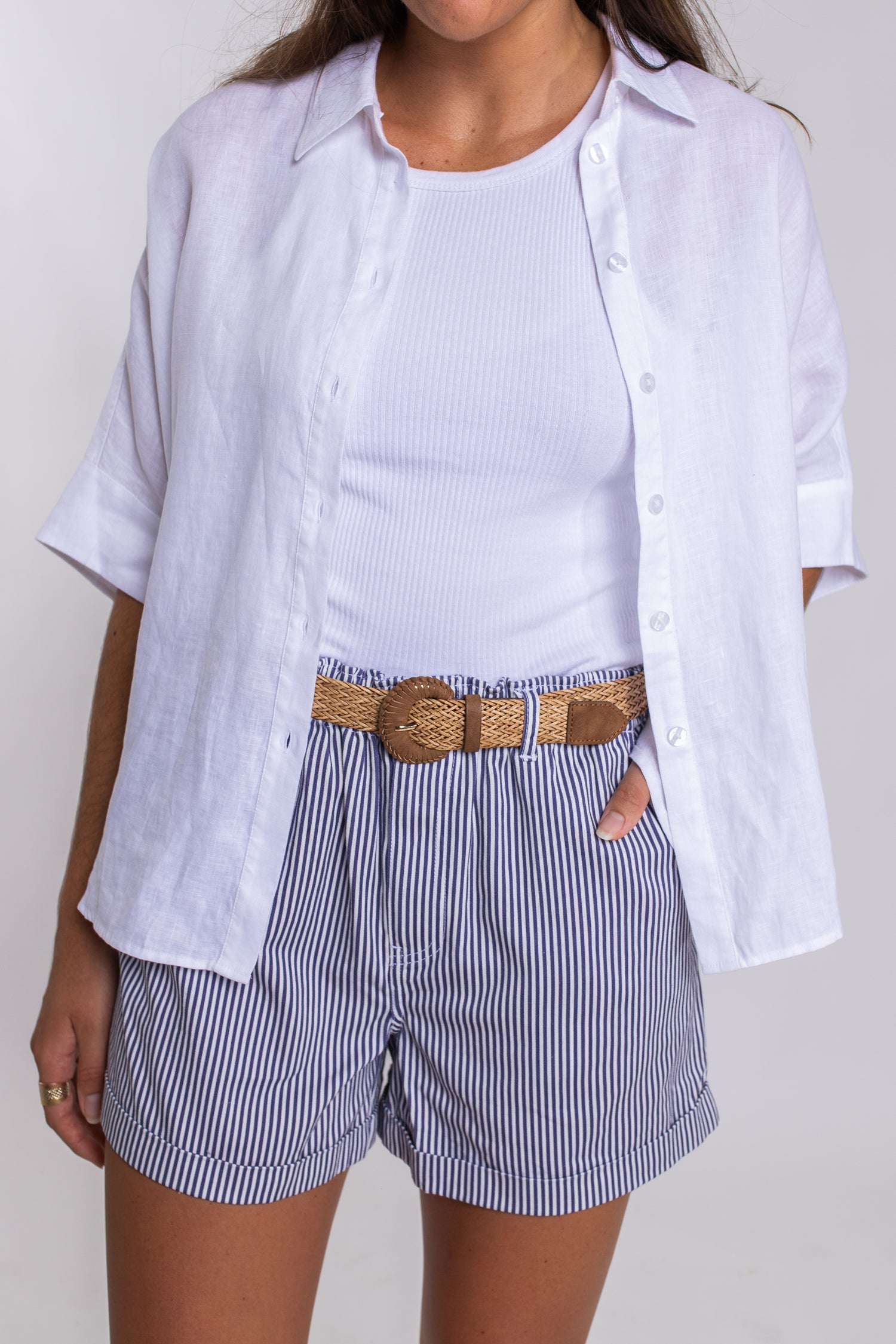 White Boxy Linen Shirt