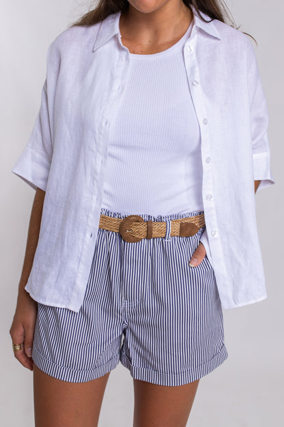 White Boxy Linen Shirt