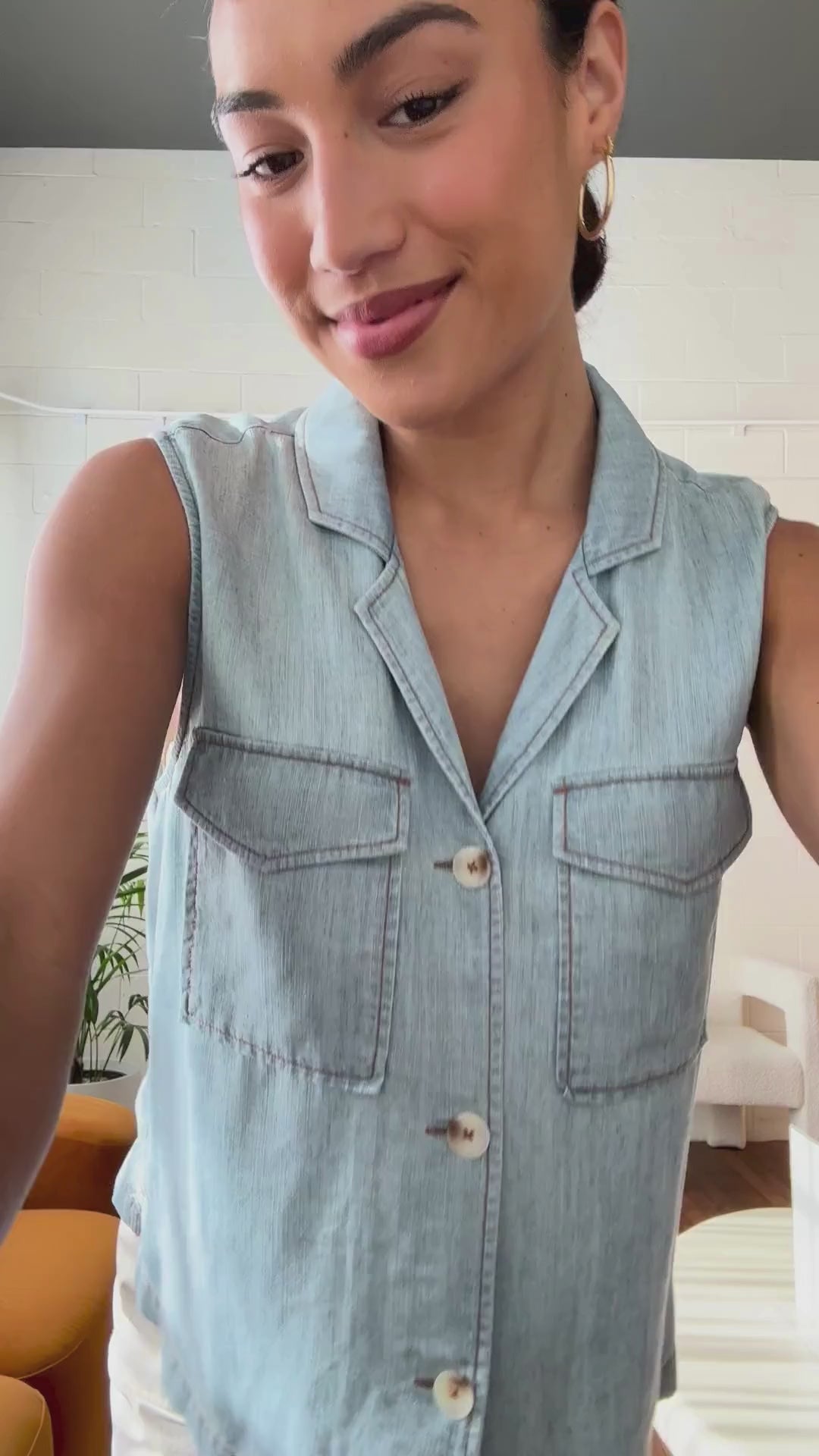 Denim Tencel Linen Vest