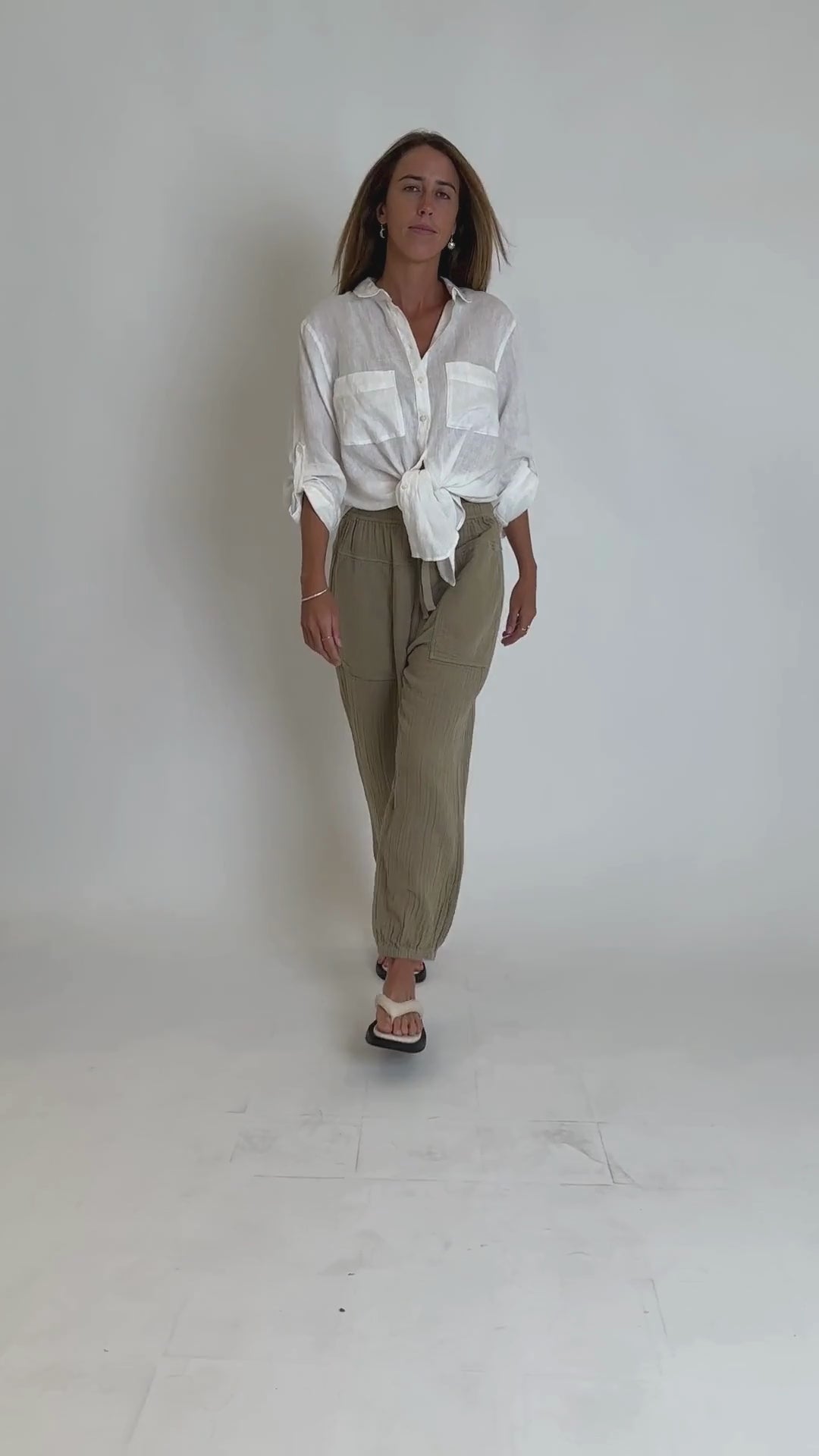 Olive Double Gauze Pant