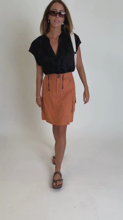 Catalina Linen Top Black